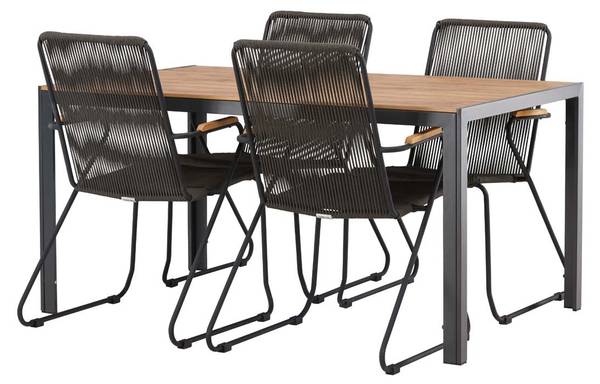 Set de jardin Break 5 pièces Noir - Métal - 90 x 74 x 150 cm