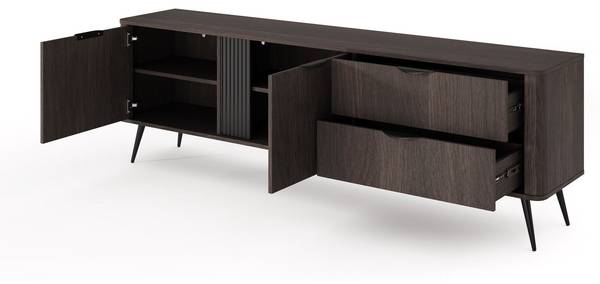 TV-Lowboard VERIS Braun - Stahl - Melamin - 196 x 62 x 38 cm
