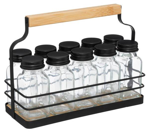 Gewürzdisplay PARIS Schwarz - Glas - 9 x 16 x 21 cm