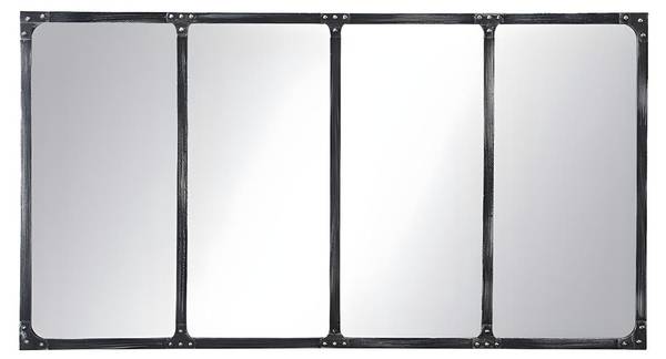 Wandspiegel MAASTRICHT Schwarz - Metall - Holz teilmassiv - 140 x 75 x 4 cm