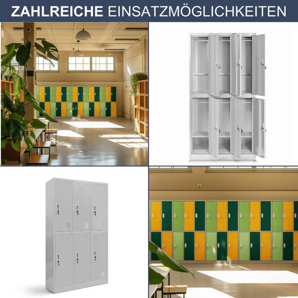 Umkleideschrank TOKIO 6 Abteile Grau - Höhe: 150 cm