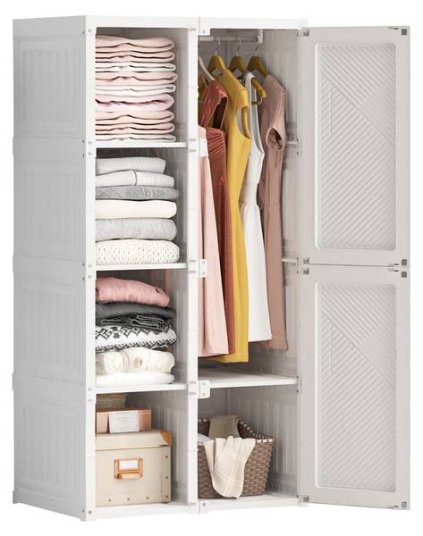 Kleiderschrank AHUI-2 Weiß - Kunststoff - 50 x 136 x 69 cm