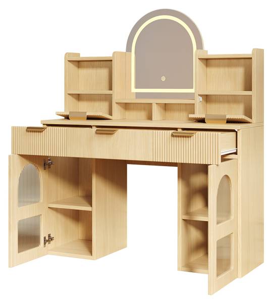 Schminktisch mit Spiegel NaturGLOW Holz