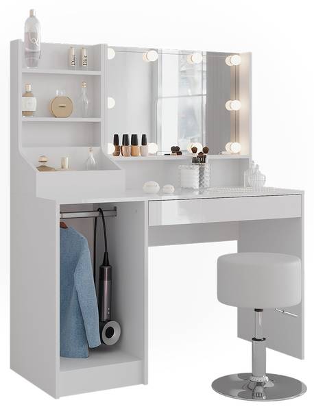 Schminktisch Sherry 57595 2er set Weiß - Holzwerkstoff - 120 x 76 x 51 cm