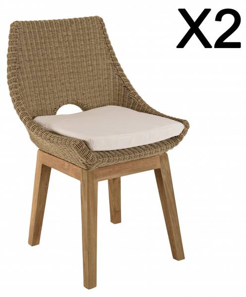 Gartenstuhl KALLY 2er Set Braun - Massivholz - 62 x 88 x 55 cm