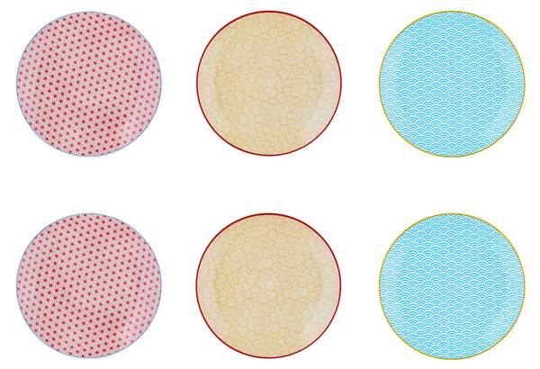 Bord PATTERN set van 6 keramiek - 21 x 3 x 21 cm