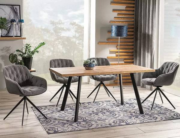 Esstisch Brick Schwarz - Braun - Holzwerkstoff - 160 x 78 x 80 cm