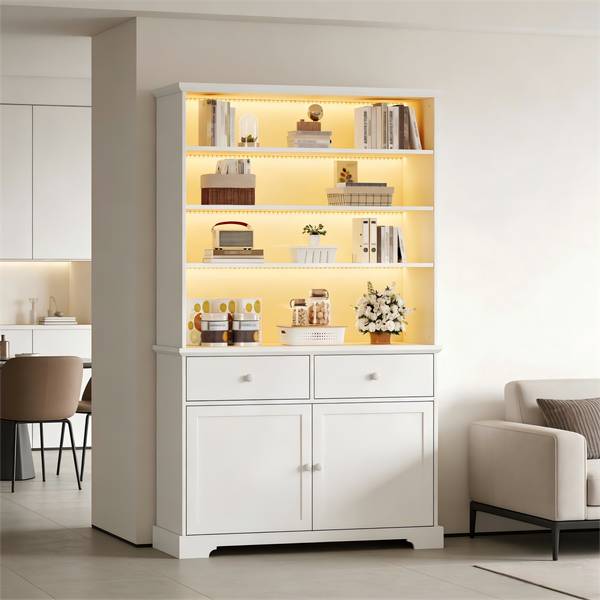 Armoire Haute Ourea Ⅲ Blanc - Bois manufacturé - 38 x 170 x 100 cm