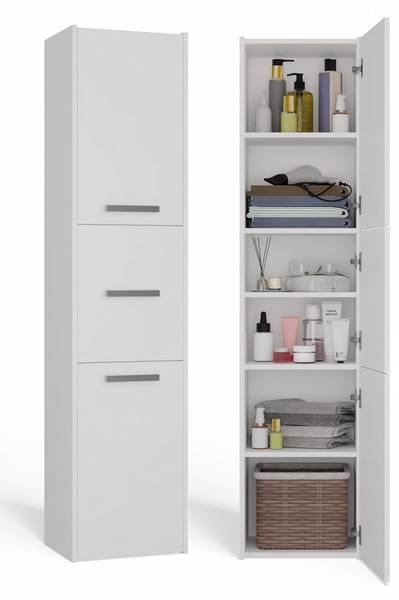 Badezimmerschrank A5 Weiß - Holzwerkstoff - 40 x 170 x 30 cm