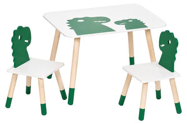 Kindersitzgruppe Dinosaurier Braun - Grün - Weiß - Holzwerkstoff - 60 x 45 x 60 cm