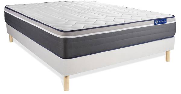 Bettgestell und Matratze Actiflex plus Weiß - Massivholz - 130 x 55 x 220 cm