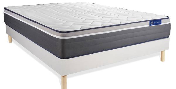 Bettgestell und Matratze Actiflex plus Weiß - Massivholz - 120 x 55 x 210 cm