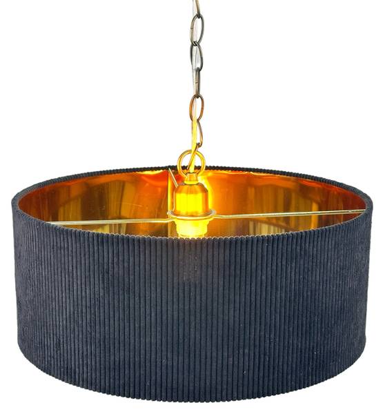 Hängelampe mit Stoffschirm Schwarz - Eisen - 40 x 100 x 40 cm