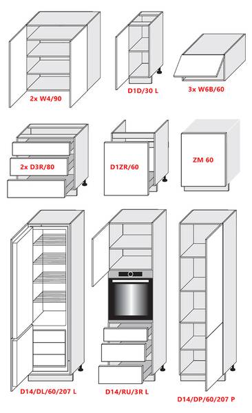 Küchenzeile TREVISO R2 Braun - Grau - Holzwerkstoff - 310 x 243 x 180 cm