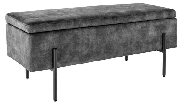 Truhenbank LOFT Grau - Polyester - Samt - 100 x 46 x 38 cm