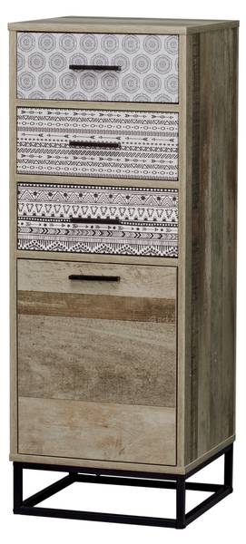 MAILBOX Kommode Schwarz - Braun - Weiß - Holzwerkstoff - 40 x 106 x 38 cm