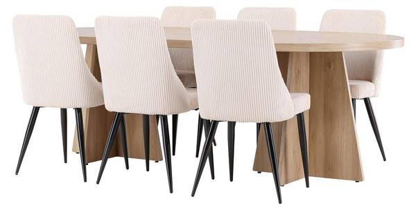 Essgruppe Bootcut + Leone (7-teilig) Braun - Cord - 230 x 76 x 115 cm