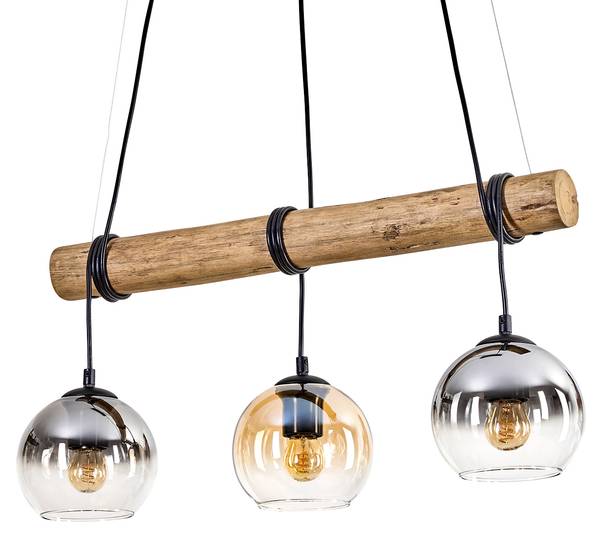 Pendelleuchte Cesaro Grau - Gelb - Holzwerkstoff - Metall - 30 x 30 x 80 cm