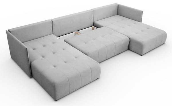 Ecksofa APOLLO U mit Schlaffunktion Grau - Polyester - 348 x 93 x 188 cm
