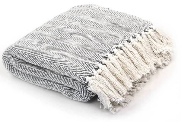 Couverture 295524-1 Gris - Coton - 125 x 1 x 150 cm