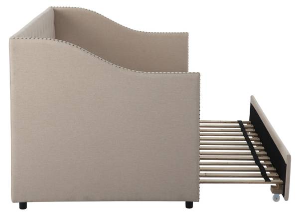 Tagesbett PTKJA3 Beige - Metall - Massivholz - 96 x 88 x 211 cm