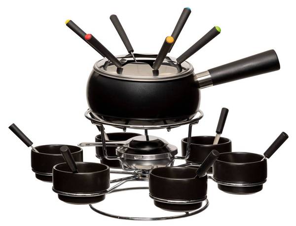 Fondue-Service PARIS Schwarz - Keramik - 34 x 24 x 34 cm