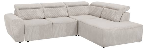 Ecksofa Vidar mit Schlaffunktion Beige - Velours - Samt - Birke - Buche - 273 x 102 x 224 cm