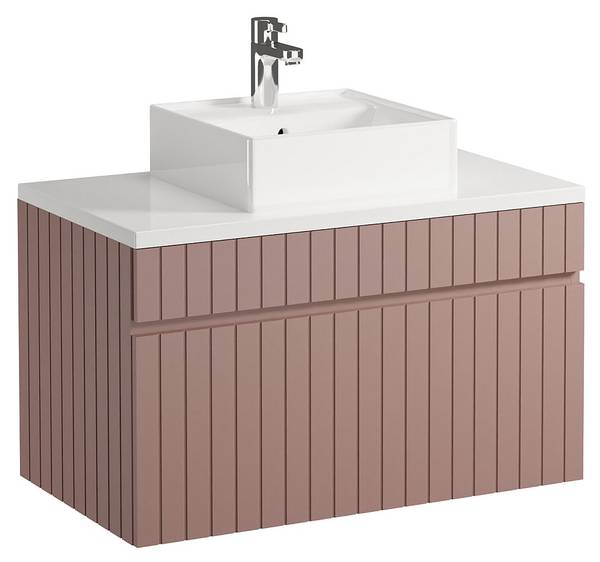 Badmöbel-Set SATARA Pink - Holz teilmassiv - 80 x 46 x 46 cm
