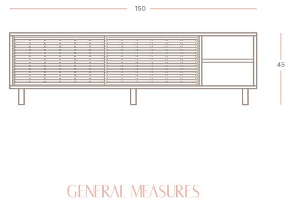 TV-Lowboard Galera Unlackiert Braun - Kiefer - 150 x 45 x 35 cm