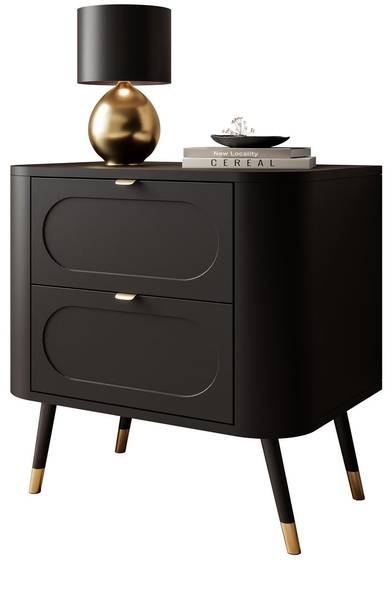 Nachttisch SHADOW 2S Schwarz - Holzwerkstoff - 60 x 61 x 40 cm