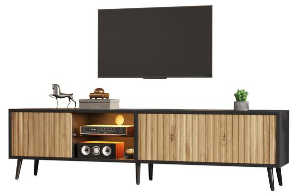 TV-Schrank Neptunus Ⅲ Schwarz - Braun - Holzwerkstoff - 31 x 44 x 175 cm