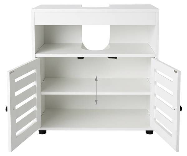 Waschbeckenunterschrank Lamellentüren Schwarz - Weiß