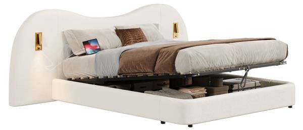 Polsterbett LucyLade Ⅱ Weiß - Holzwerkstoff - 267 x 99 x 215 cm