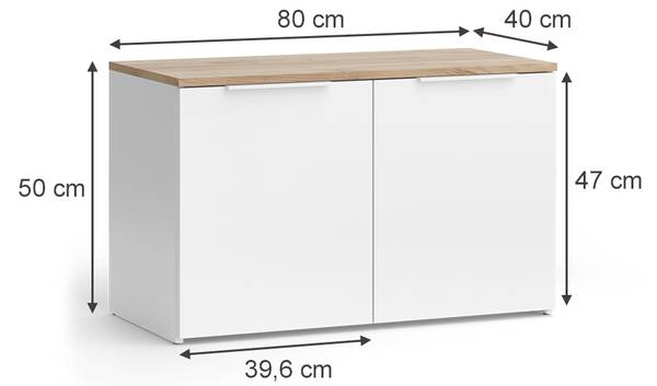 Kommode Wido 51708 Reinweiß - Eiche Sonoma Dekor - Weiß