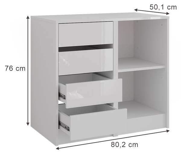 Kommode Sherry 57716 Weiß - Holzwerkstoff - 81 x 76 x 51 cm