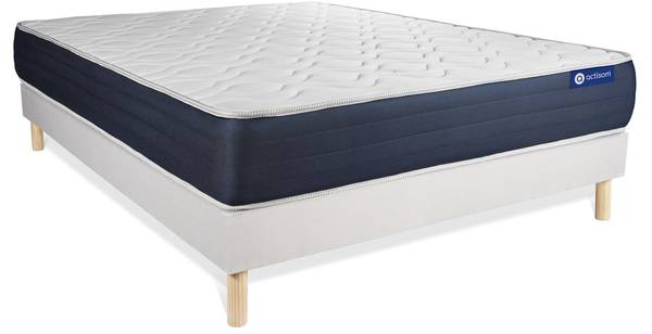 Bettgestell und Matratze Actilatex slee Weiß - Massivholz - 130 x 51 x 210 cm