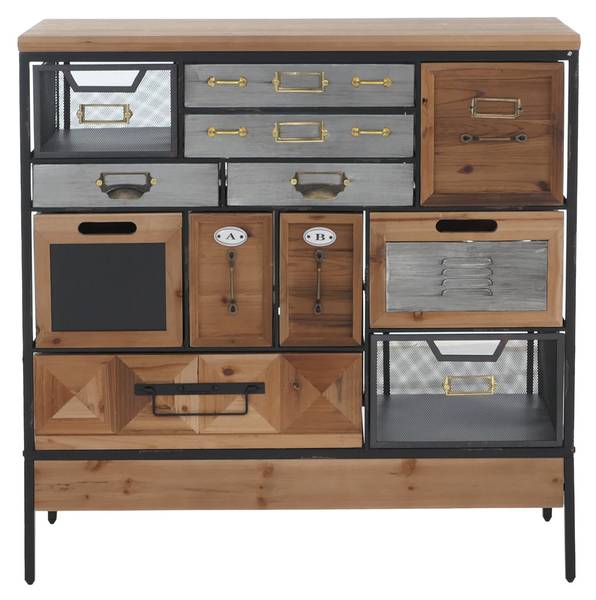 Commode de pharmacie Q77 Sapin - Fer - 84 x 85 x 36 cm
