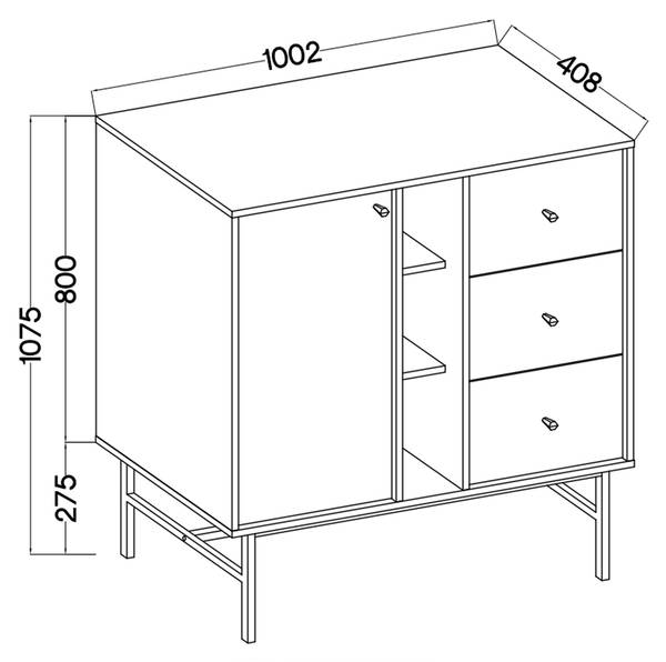 Ladekast FLOREN VI grijs - plaatmateriaal op houtbasis - 100 x 108 x 41 cm