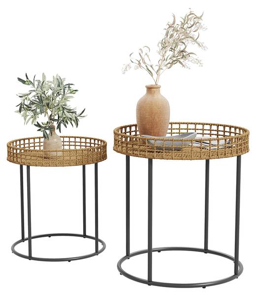 Couchtisch-Set Brunswick 49378 Schwarz - Braun - Metall - 44 x 48 x 44 cm