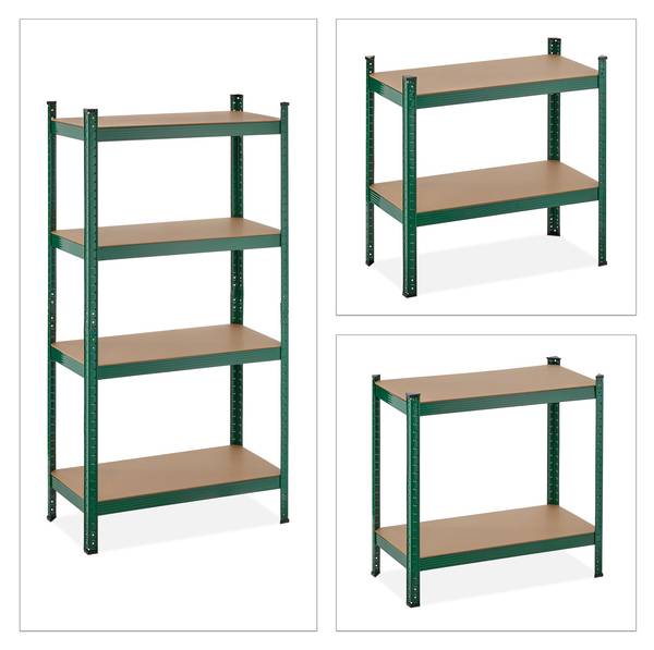 Stellingkast groen met 4 planken bruin - groen - staal - 80 x 156 x 40 cm