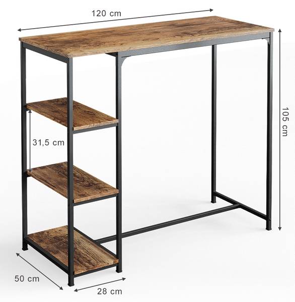 Bartisch Fyrk Schwarz - Braun - Holzwerkstoff - 120 x 105 x 50 cm