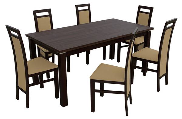 Essgruppe R25 7-teilig Sandbraun - Walnuss