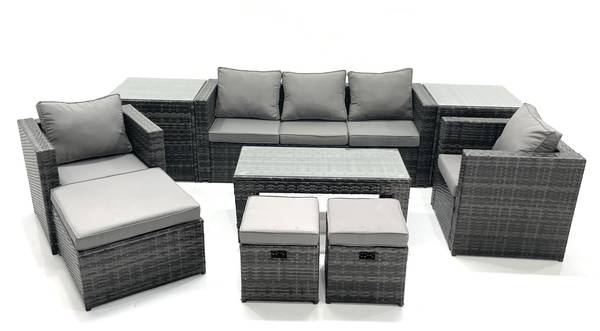 Lounge Gartenmöbel Set U(4-7er-Set) Grau - Webstoff - Kunstharz - 177 x 66 x 65 cm
