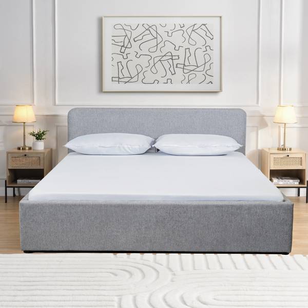 Bett YSA mit Bettkasten Grau - Holzwerkstoff - 150 x 88 x 205 cm