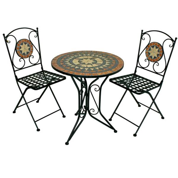 Bistro-Set SARAH 3-teilig Schwarz - Metall - 60 x 70 x 60 cm
