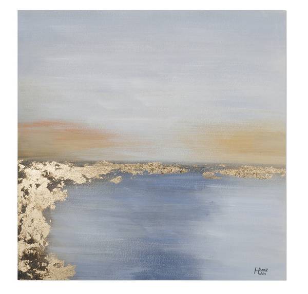Acrylbild Handgemalt Nonfigurativ Ziz Blau - Baumwollstoff - 80 x 80 x 4 cm