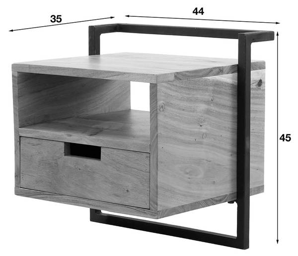 Nachttisch AIDY Braun - Massivholz - 44 x 45 x 35 cm