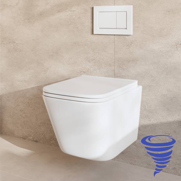Wand WC mit Unterputzspülkasten Linea Weiß - Keramik - 37 x 37 x 49 cm