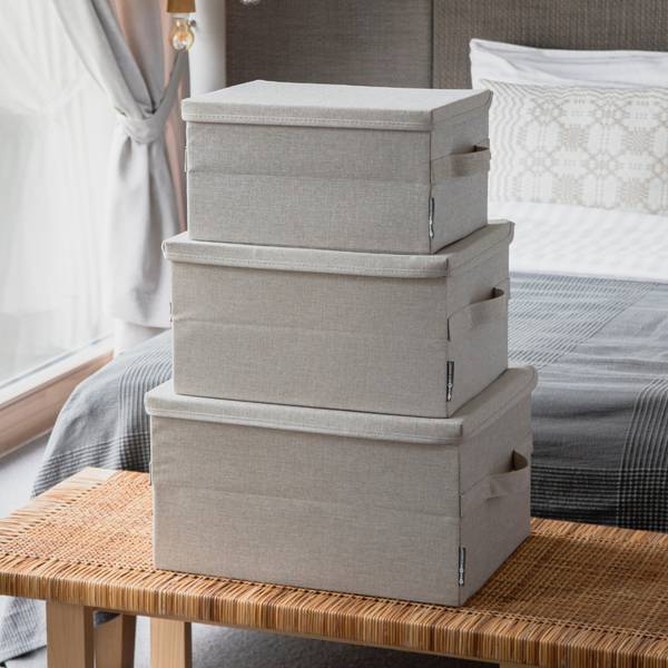 Aufbewahrungsbox SOFT Beige - Textil - 26 x 19 x 35 cm