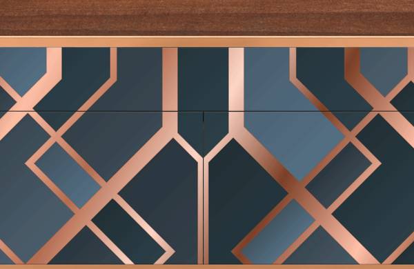 Sideboard BS4 Walnuss Blau - Holzwerkstoff - 115 x 86 x 48 cm